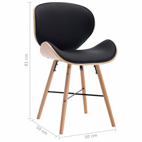 Eetkamerstoelen 2 st kunstleer en gebogen hout zwart 8719883666518 8