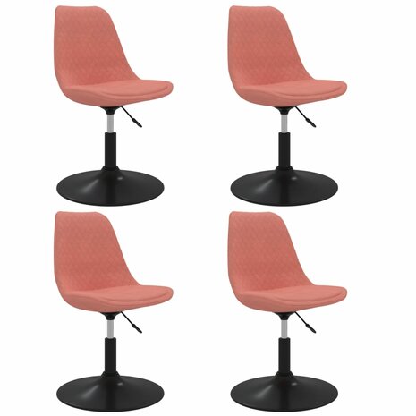 Eetkamerstoelen draaibaar 4 st fluweel roze 8720286677100 2