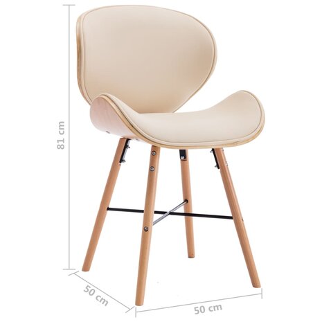 Eetkamerstoelen 2 st kunstleer en gebogen hout crème 8719883666501 8