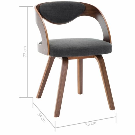 Eetkamerstoelen 2 st gebogen hout en stof donkergrijs 8719883666105 7