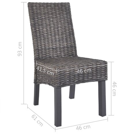 Eetkamerstoelen 4 st kubu rattan en mangohout bruin 8718475715924 8