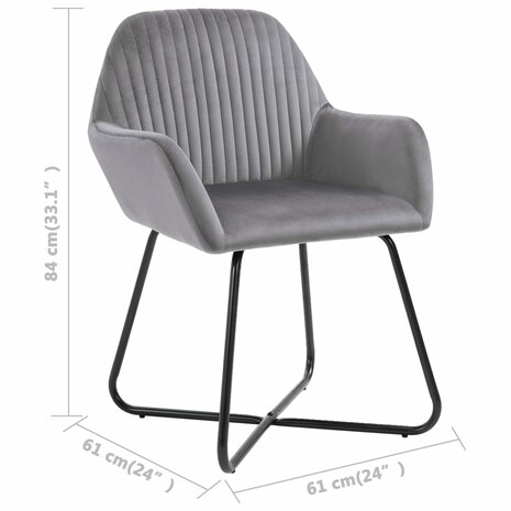 Eetkamerstoelen 4 st fluweel grijs 8719883693002 8