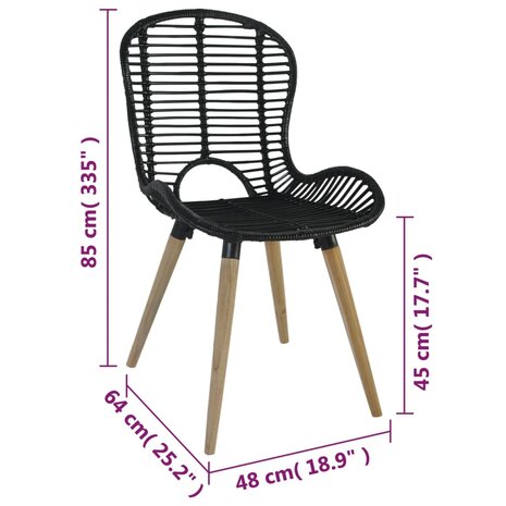 Eetkamerstoelen 4 st natuurlijk rattan zwart 8718475617082 7