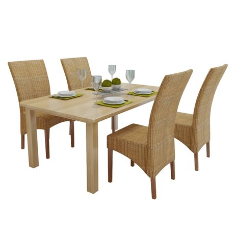 Eetkamerstoelen 4 st natuurlijk rattan bruin 8718475550228 1