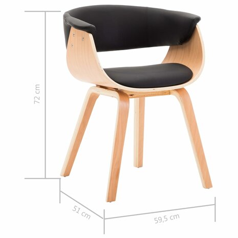 Eetkamerstoelen 6 st gebogen hout en kunstleer zwart 8719883751269 8