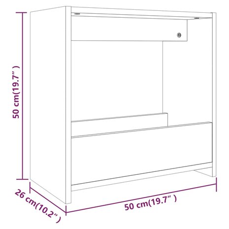 Bijzettafel 50x26x50 cm bewerkt hout gerookt eikenkleurig 8720845735517 7