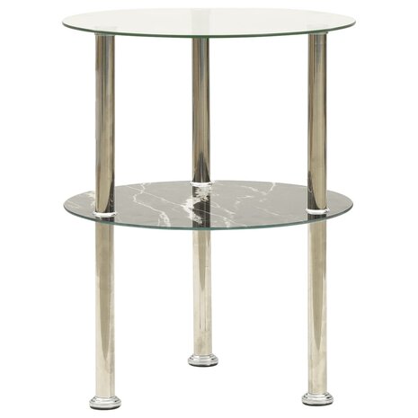 Bijzettafel 2-laags 38 cm gehard glas transparant en zwart 8720286057179 1