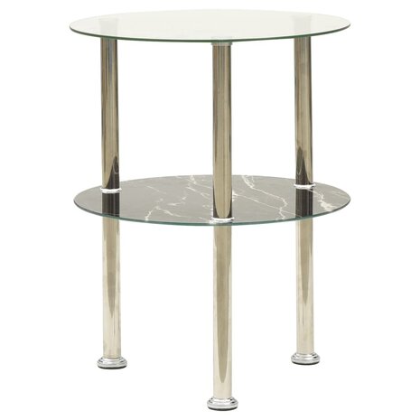 Bijzettafel 2-laags 38 cm gehard glas transparant en zwart 8720286057179 2