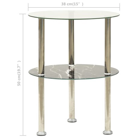 Bijzettafel 2-laags 38 cm gehard glas transparant en zwart 8720286057179 5