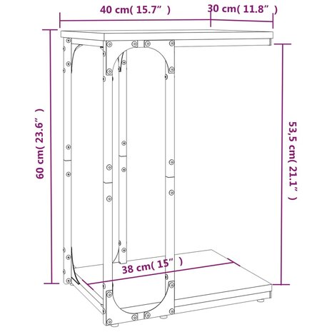 Bijzettafel 40x30x60 cm bewerkt hout zwart 8720845718473 8