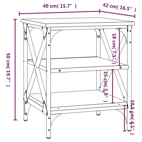 Bijzettafel 40x42x50 cm bewerkt hout zwart 8720845718022 9