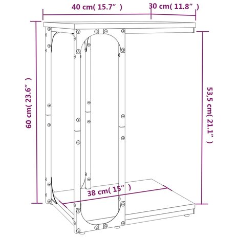 Bijzettafel 40x30x60 cm bewerkt hout sonoma eikenkleurig 8720845718480 8