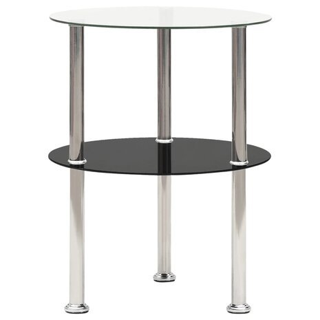 Bijzettafel 2-laags 38 cm gehard glas transparant en zwart 8720286057162 1