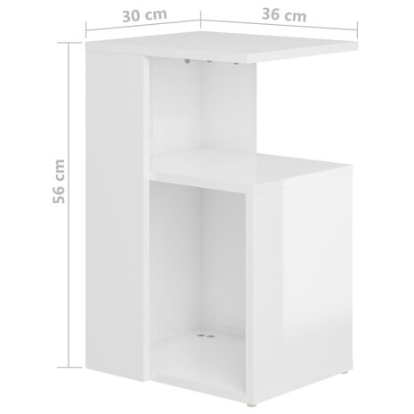 Bijzettafel 36x30x56 cm bewerkt hout hoogglans wit 8720286586211 6