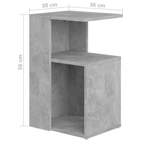 Bijzettafel 36x30x56 cm bewerkt hout betongrijs 8720286586198 6