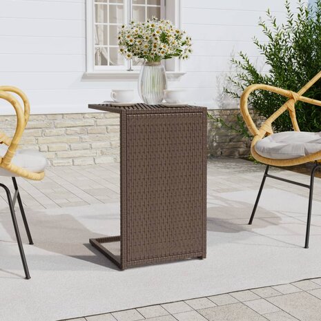 Bijzettafel C-vormig 40x35x60 cm poly rattan bruin 8720845679125 1