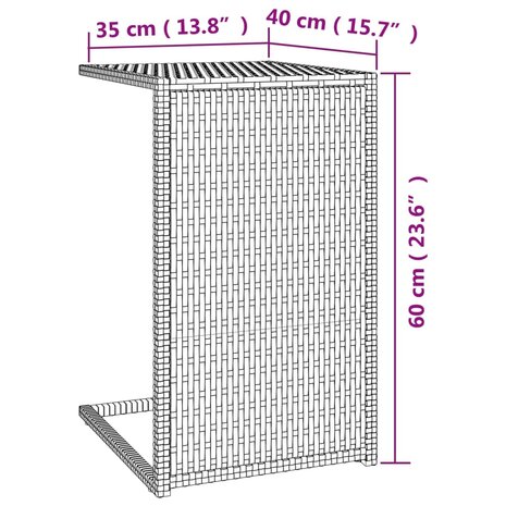 Bijzettafel C-vormig 40x35x60 cm poly rattan bruin 8720845679125 7