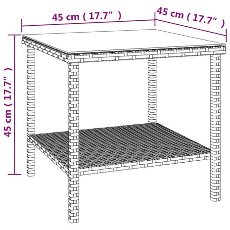 Bijzettafel 45x45x45 cm poly rattan en gehard glas zwart 8720845679033 6