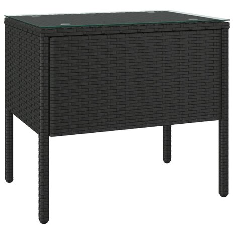 Bijzettafel 53x37x48 cm poly rattan en gehard glas zwart 8720845679057 2