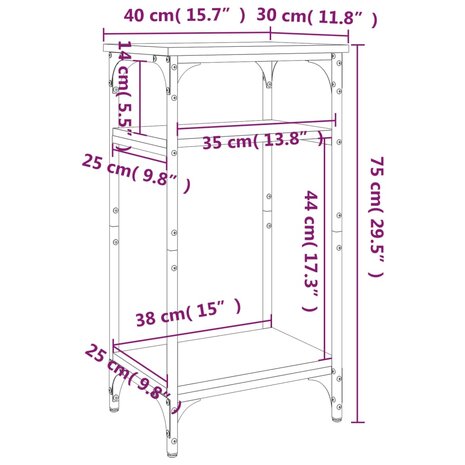 Bijzettafel 40x30x75 cm bewerkt hout bruin eikenkleur 8720845718312 10