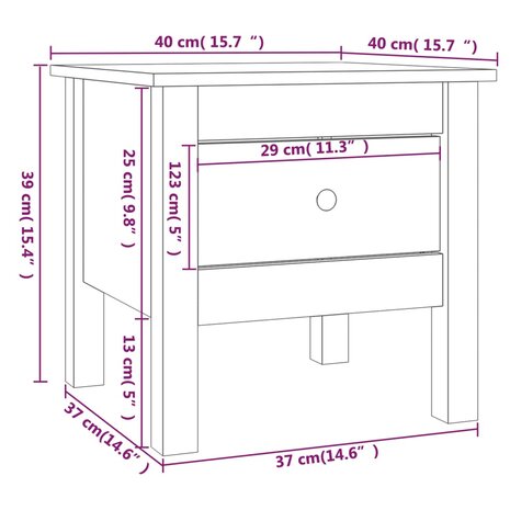 Bijzettafel 40x40x39 cm massief grenenhout wit 8720286922774 10