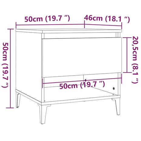 Bijzettafel 50x46x50 cm bewerkt hout gerookt eikenkleurig 8720845669034 10