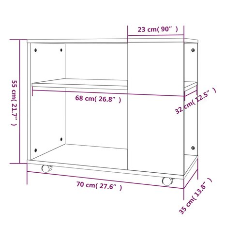 Bijzettafel 70x35x55 cm bewerkt hout gerookt eikenkleurig 8720286931707 7