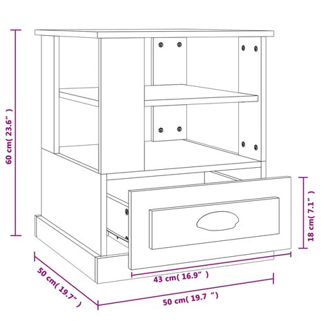 Bijzettafel 50x50x60 cm bewerkt hout wit 8720845792985 10