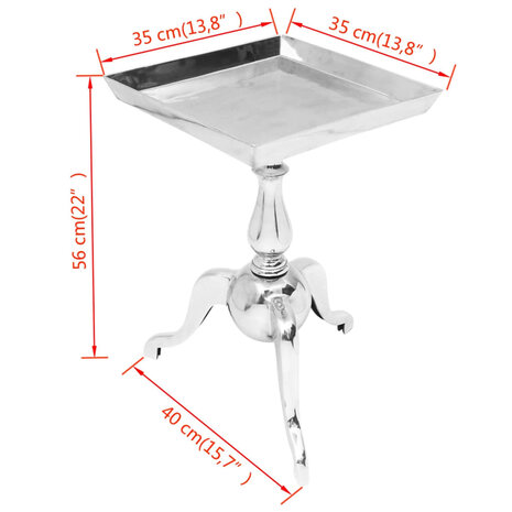 Bijzettafel vierkant aluminium zilver 8718475999461 5