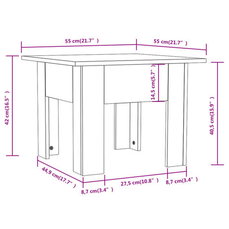 Salontafel 55x55x42 cm bewerkt hout hoogglans wit 8720286835982 6