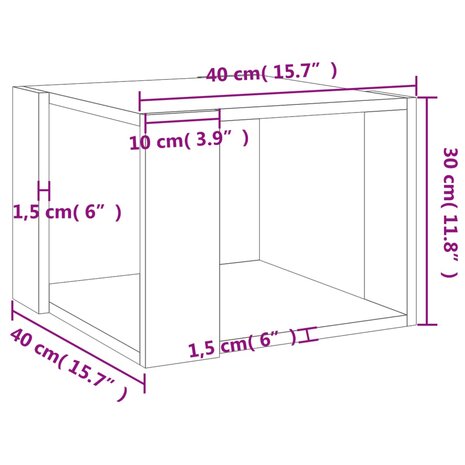 Salontafel 40x40x30 cm bewerkt hout betongrijs 8720286542361 7