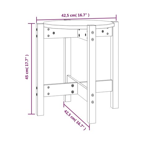 Salontafel Ø 42,5x45 cm massief grenenhout zwart 8720287208136 8