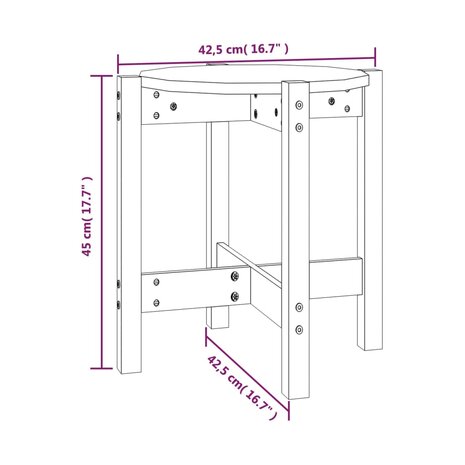 Salontafel Ø 42,5x45 cm massief grenenhout wit 8720287208105 8