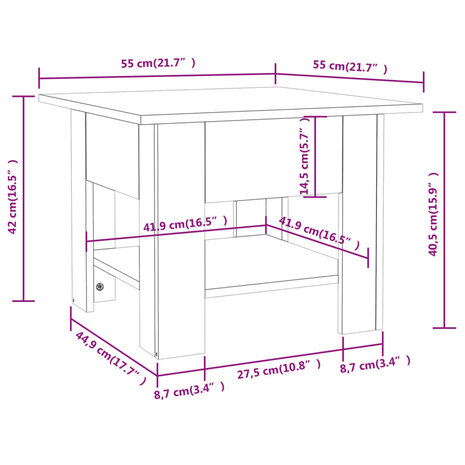 Salontafel 55x55x42 cm spaanplaat zwart 8720286836101 6