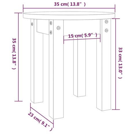 Salontafel Ø 35x35 cm massief grenenhout honingbruin 8720287208372 8