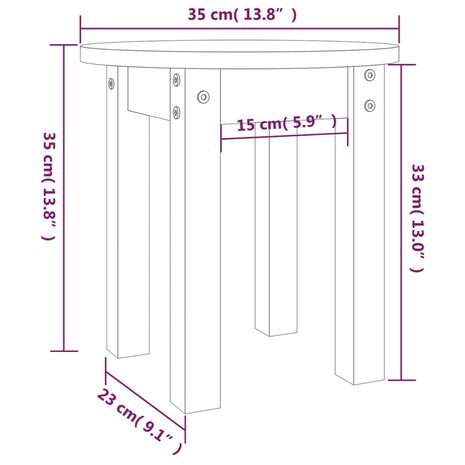 Salontafel Ø 35x35 cm massief grenenhout grijs 8720287208365 8