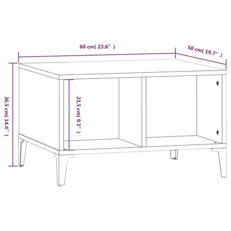 Salontafel 60x50x36,5 cm bewerkt hout betongrijs 8720845669850 8