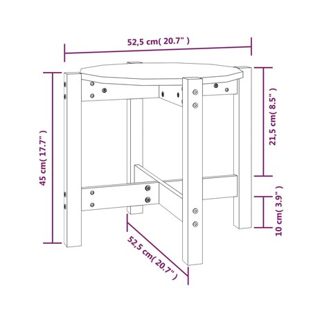 Salontafel Ø 52,5x45 cm massief grenenhout zwart 8720287208082 8