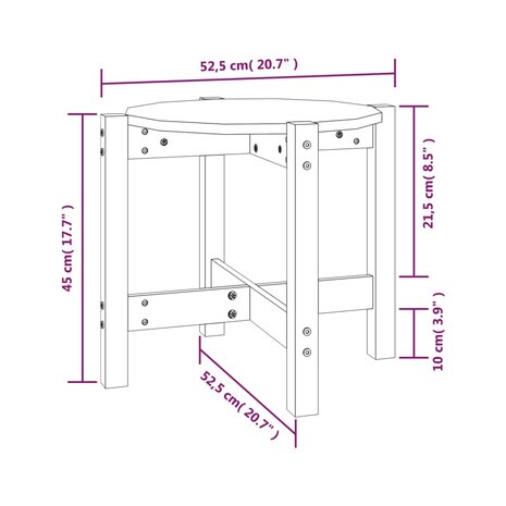 Salontafel Ø 52,5x45 cm massief grenenhout 8720287208044 8