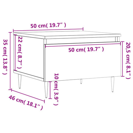 Salontafel 50x46x35 cm bewerkt hout zwart 8721012111578 11