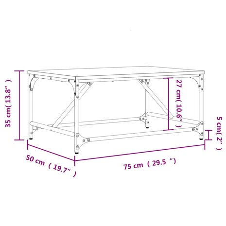 Salontafel 75x50x35 cm bewerkt hout zwart 8721012124851 9