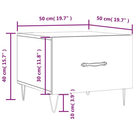 Salontafel 50x50x40 cm bewerkt hout zwart 8720845428433 12