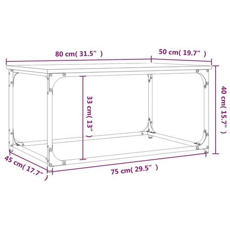 Salontafel 80x50x40 cm bewerkt hout en ijzer bruin eikenkleur 8720845558598 10