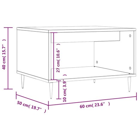 Salontafel 60x50x40 cm bewerkt hout wit 8720845441647 9