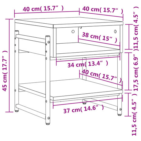 Salontafel 40x40x45 cm bewerkt hout gerookt eikenkleurig 8721012340169 10