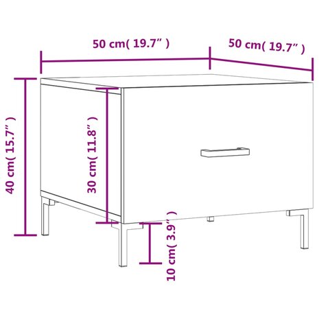 Salontafel 50x50x40 cm bewerkt hout betongrijs 8720845428655 12