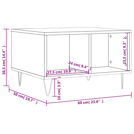 Salontafel 60x50x36,5 cm bewerkt hout bruin eikenkleur 8721012109308 9