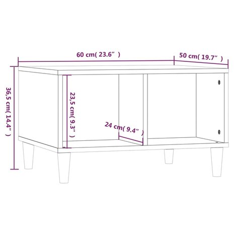 Salontafel 60x50x36,5 cm bewerkt hout zwart 8720845669744 8