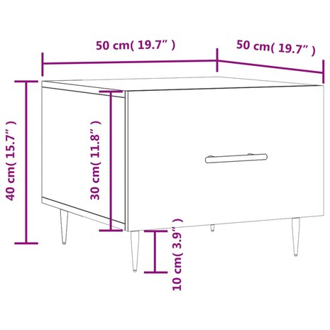 Salontafel 50x50x40 cm bewerkt hout betongrijs 8720845428334 12