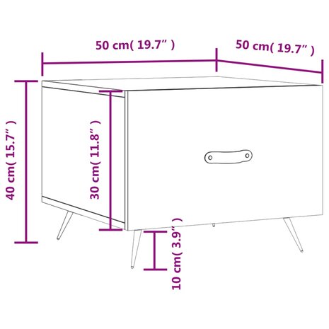 Salontafel 50x50x35 cm bewerkt hout sonoma eikenkleurig 8720845427993 12